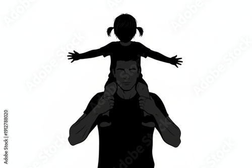 Shoulder Ride Silhouette: A father carries his daughter on his shoulders, creating a heartwarming silhouette that embodies love, protection, and the simple joys of childhood. 