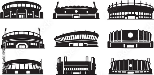 Various Stadium Silhouettes in Black and White Colors
