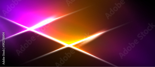 Bright abstract light flares radiate from center. Vivid colors blend, creating dynamic visual effect. Dark background emphasizes luminosity.