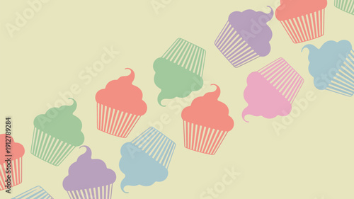 Colorful cupcakes in pastel shades for baking and dessert inspiration