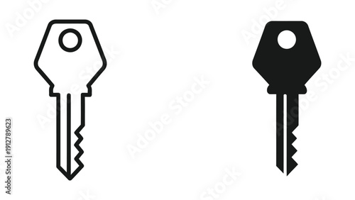 Two keys, one outlined and one filled