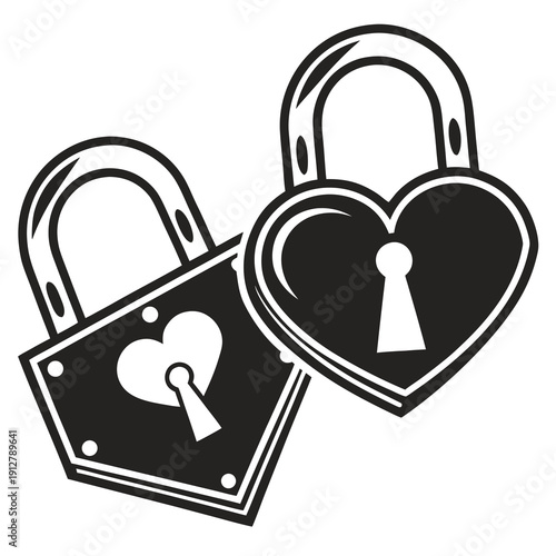 Heart shaped padlocks on a white background Vector