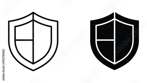 Black and white shield icons