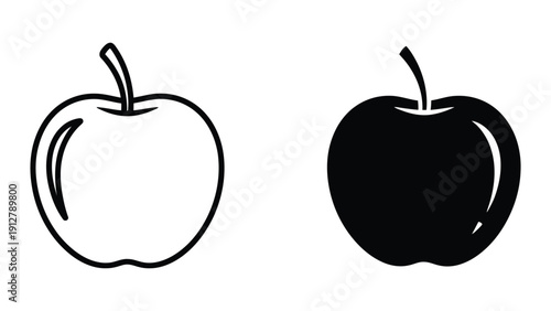 Black and white apple illustrations