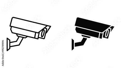 Security cameras icons set