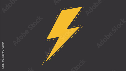 Vibrant yellow lightning bolt icon with dotted outline on dark background