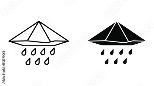 Simple UFO icons in rain