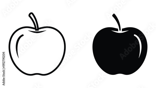Black and white apple illustration