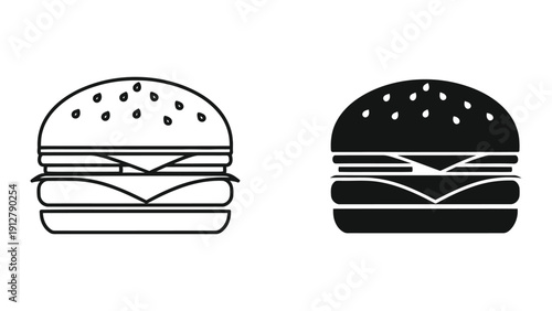 Black and white burger icons