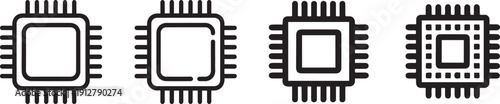 Set of two microchip icons.one line victor illustration in white Background
