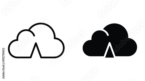Simple cloud icons in black and white
