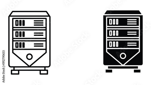 Server icons in black and white