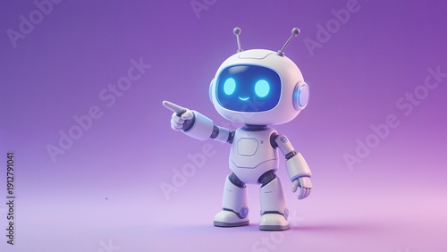 Cute robot pointing at blank space