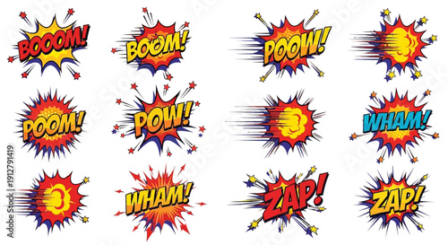 Comic Book Sound Effects Explosions - BOOM, POW, WHAM, ZAP, POOW!