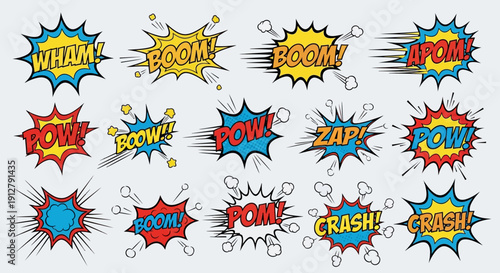 Retro Comic Book Sound Effects Collection: Pow, Boom, Zap, Wham, Crash, Apom