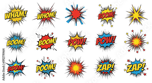 Superhero Comic Book Sound Effects Explosions - Wham, Boom, Pow, Zap!