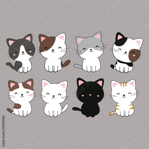 Adorable Cartoon Kitten Characters Collection