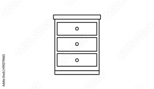 Modern minimalist three-drawer chest illustration