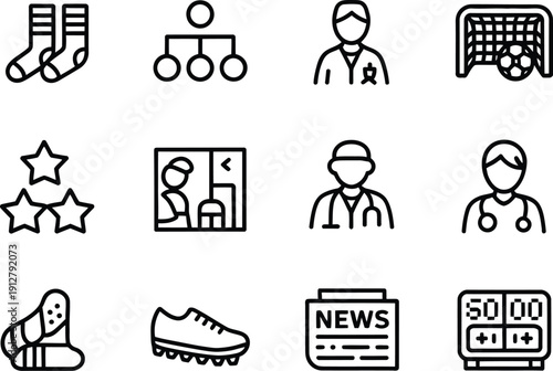 Sports and Medical Icon Set icons soccer