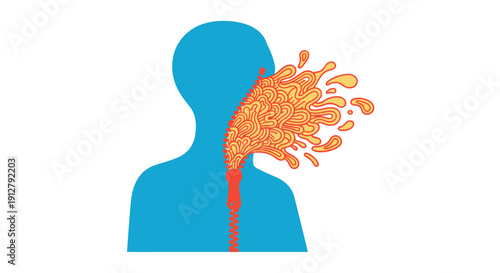 Zipper Opening Head Reveals Explosive Ideas and Creative Thought Process