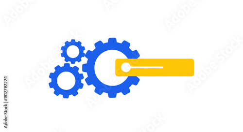System Settings and Optimization Concept. Gears Mechanism with Progress Slider Bar Icon.