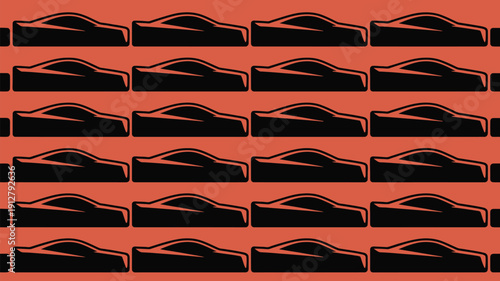 Modern black cars on vibrant orange background for design inspiration