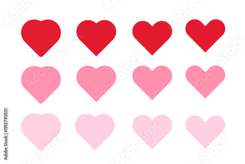 シンプルなレッドとピンクのハートアイコン素材　母の日　バレンタイン