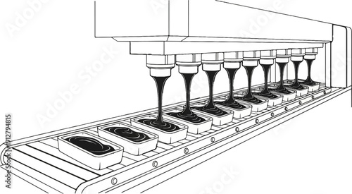 Automated filling of food containers on a conveyor belt