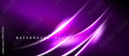 Abstract purple background. Bright lines create dynamic visual effect. Text reads background design. Modern, sleek presentation.