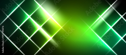 Bright green light forms diamond grid pattern. Dark background emphasizes glowing lines, creating futuristic effect.