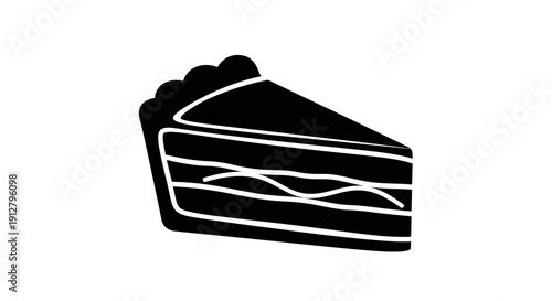 Black and White Slice of Layered Cake Icon