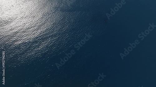 Aerial reveal of Snake Island (Brazil - Ilha da Queimada Grande) with amazing blue sunny ocean