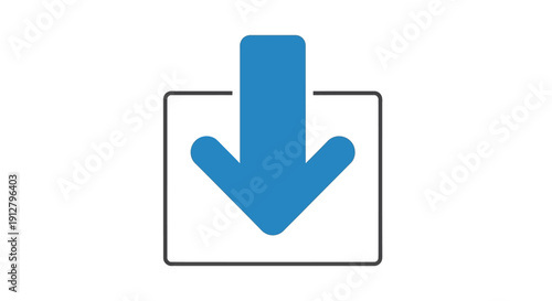 Download Icon, Blue Arrow Down Inside Box, Data Transfer, Upload, Storage