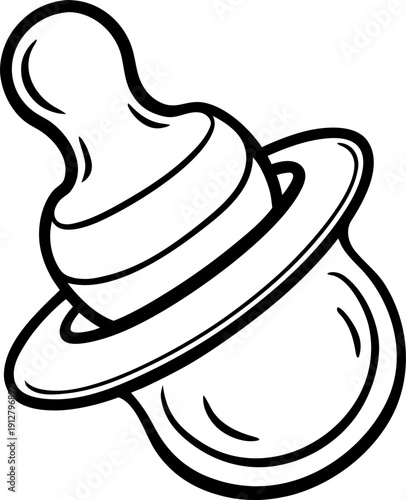 Baby nipple Isolated on white background. Coloring book. black and white , white background