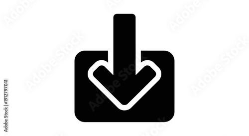 Download Icon Arrow Down Symbol in Black Square Box, Vector Graphic