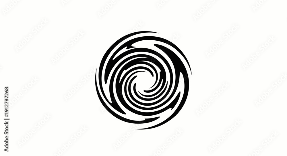 Obraz premium Abstract black spiral vortex against white background
