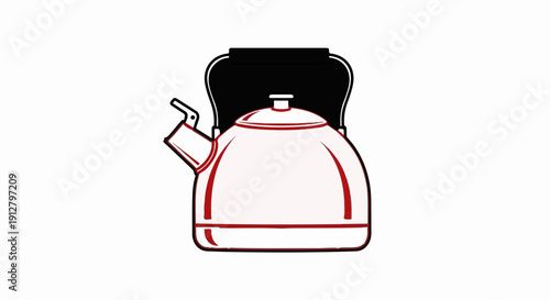 A stylized image of a red and black kettle on a white background