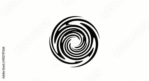 Abstract black spiral vortex against white background