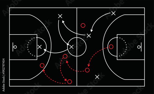 Basketball court background for sport strategy vector infographic element 