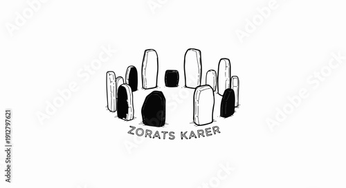 Ancient stone circle with text below