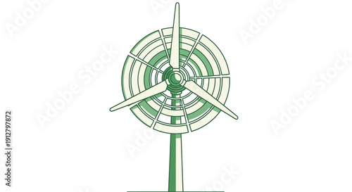 Stylized Wind Turbine Vector Icon. Green Renewable Energy Generator for Sustainable Power and Clean Technology Illustration.
