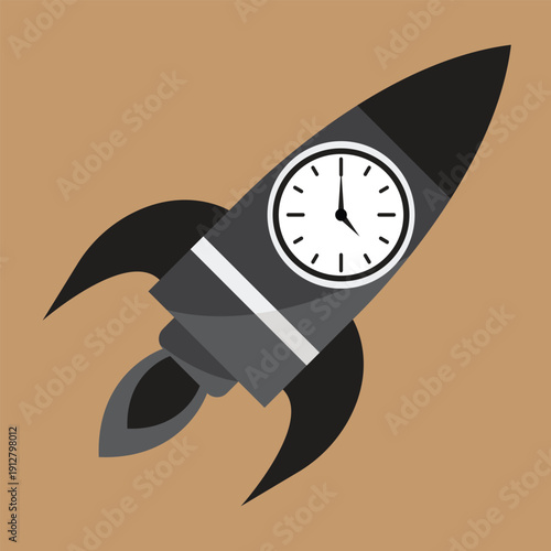 Business Growth and Fast Success Concept with Rocket and Clock Illustration