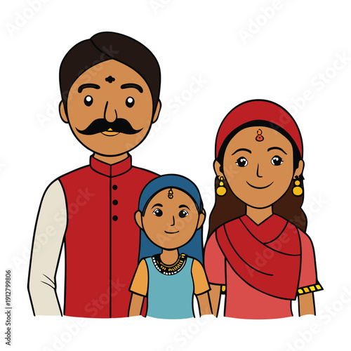 An Indian Rajasthani family dressed in vibrant traditional attire gathers in a sunlit courtyard sharing stories, warmth, and cultural heritage amid colorful textiles and smiles.
