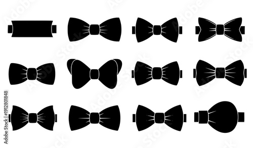 Classic bow tie silhouettes collection decorative vector set