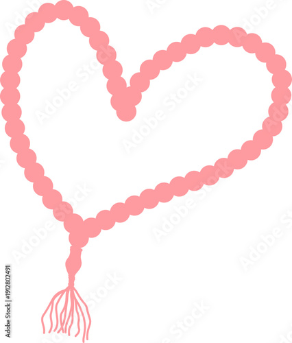 Pink Prayer Beads Tasbih Shaped Like a Heart Illustration