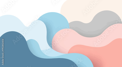 Abstract fluid shapes in pastel colors create a gentle, flowing background