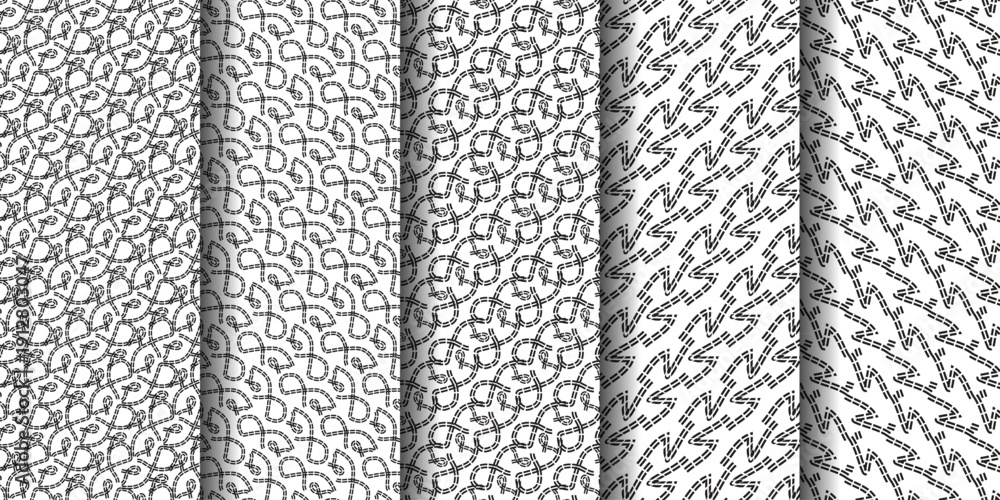 Fototapeta premium Collection of intricate monochrome patterns showcasing elegant designs for creative projects.