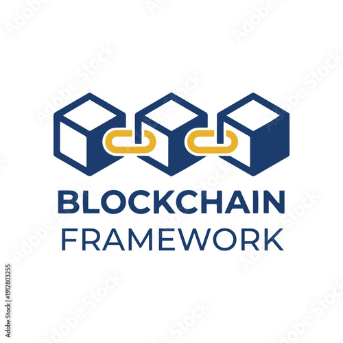 Blockchain Framework Logo with Linked Cube Structure