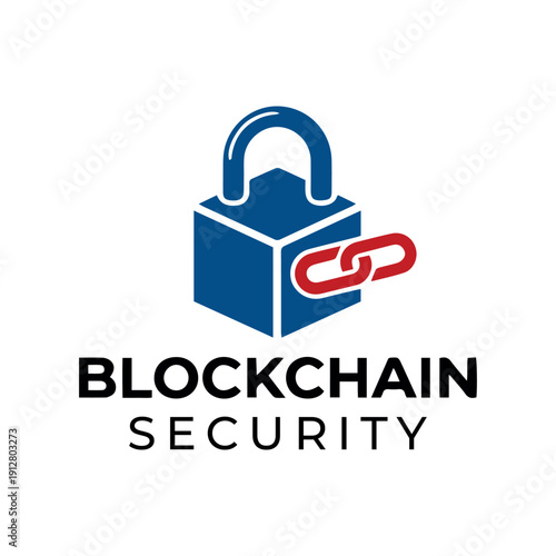 Blockchain Security Logo with Lock and Chain Icon