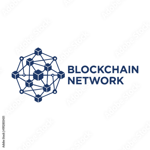 Blockchain Network Logo with Connected Nodes Icon